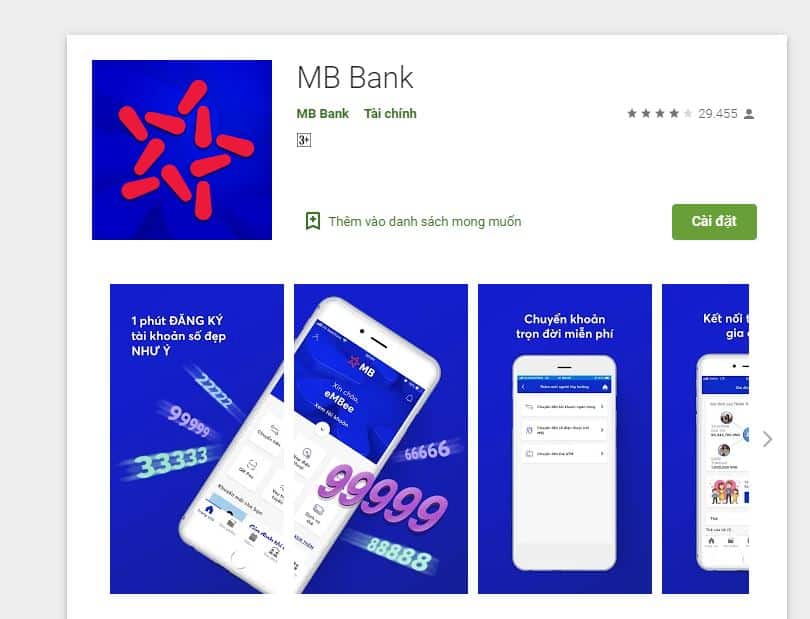 App vay tiền online lãi suất thấp MBBank.